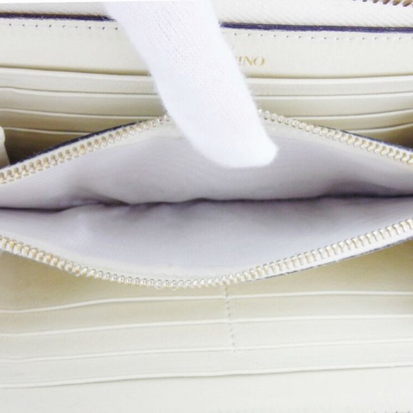 VALENTINO GARAVANI wallet Studded beige leather Auth used T18138 - Picture 8 of 8